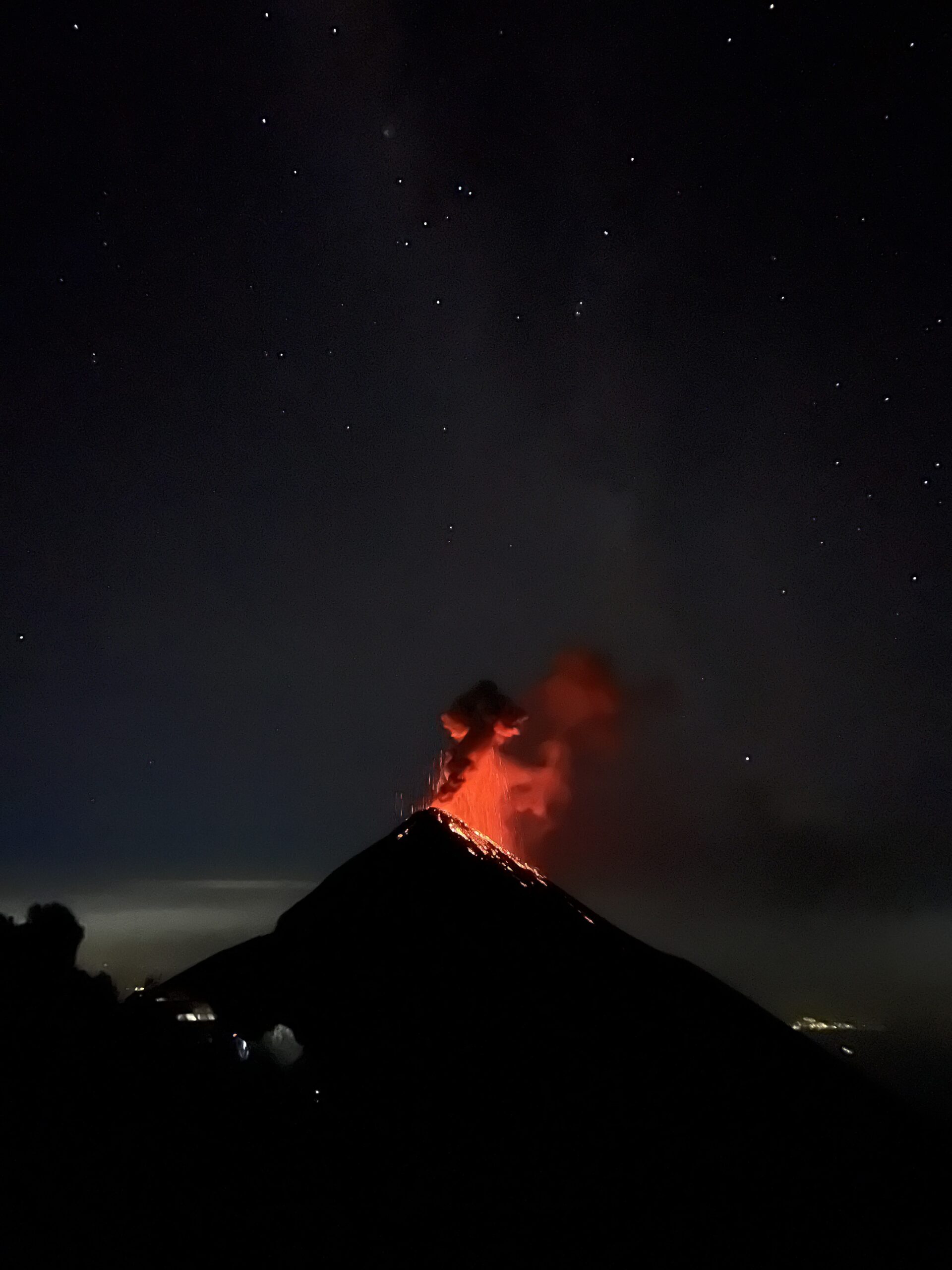 Fuego erupting from Acatenango.